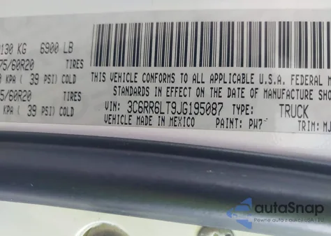 2018 Ram 1500 Big Horn 4X2 5'7 Box из США, поврежденный, VIN 3C6RR6LT9JG195087